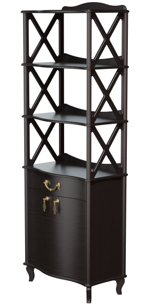 Этажерка-стеллаж Джульетта 3 уровня с распашными дверцами 75х41,5х207,3 см (венге)